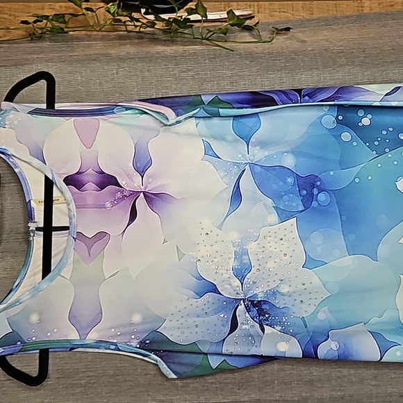 INDIA BOUTIQUE BLUE FLORAL SUMMER / BEACH DRESS - Picture 7 of 8